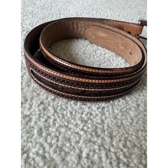 Vintage Tony Lama Caiman Alligator Inlay Belt 36 Sterling Buckle Cowboy Western - Picture 2 of 11